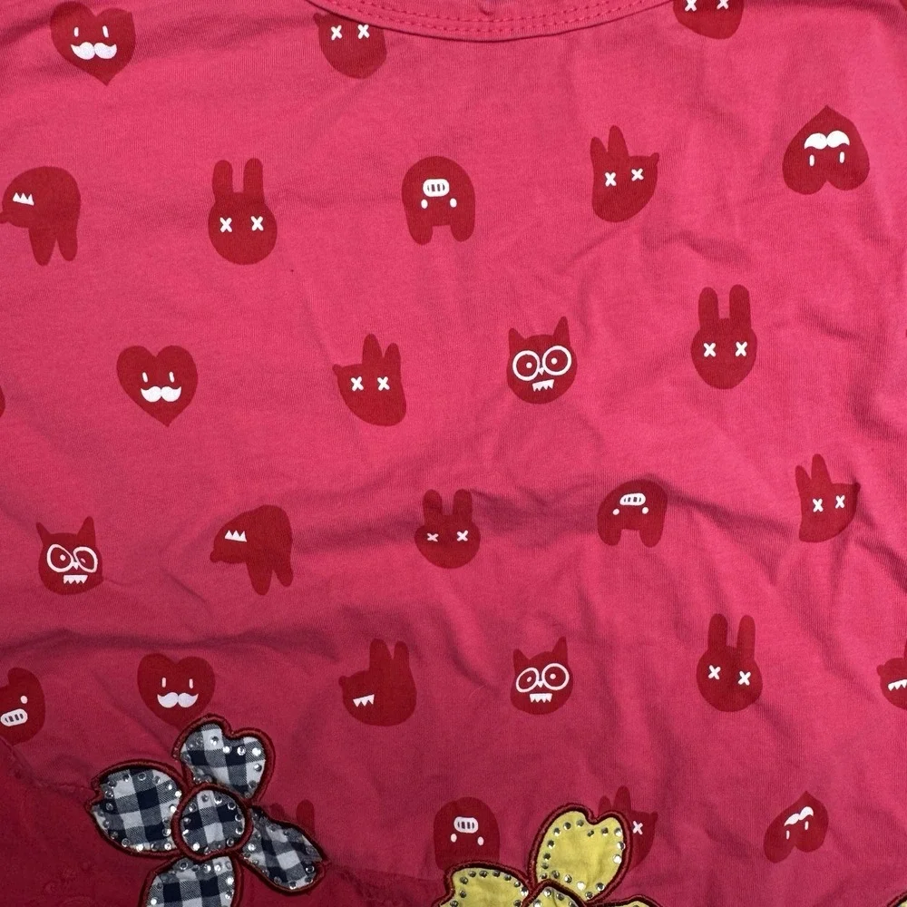 Tamito Rare pink‎ shirt With pop Monsters And Flowers